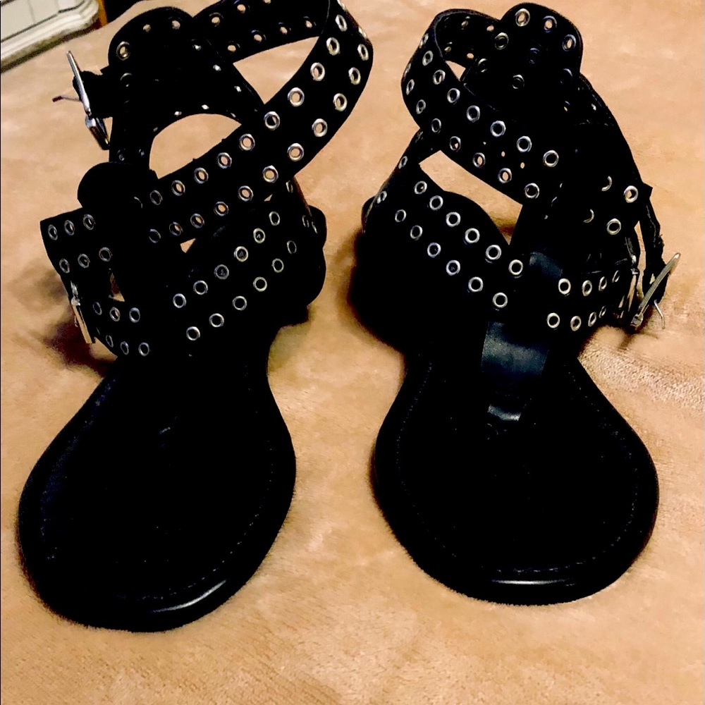 Women’s Black Grommet Sandals